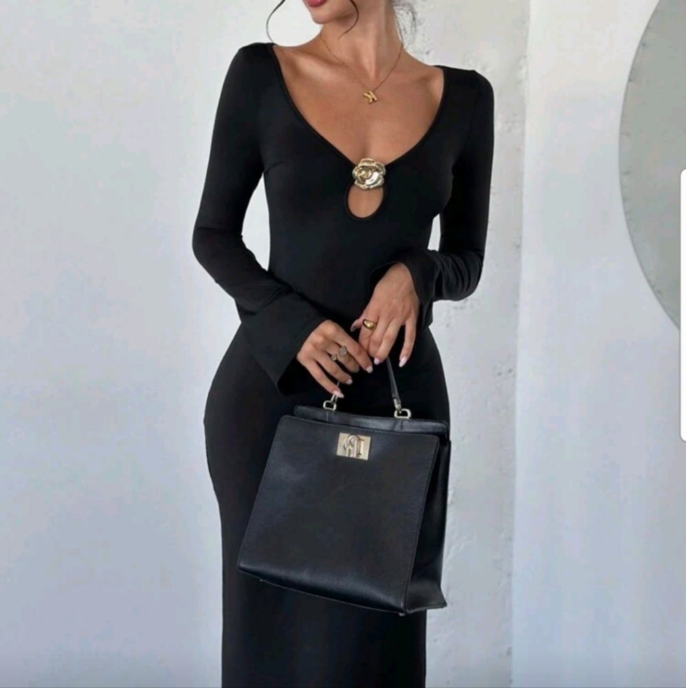 Gold Decor Bodycon Maxi Dress